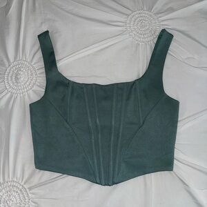 MOALLUOM Women Vintage Green Bustier Crop Top